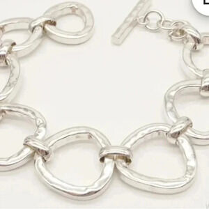 Designer Silpada Hammered Sterling Silver Toggle Bracelet